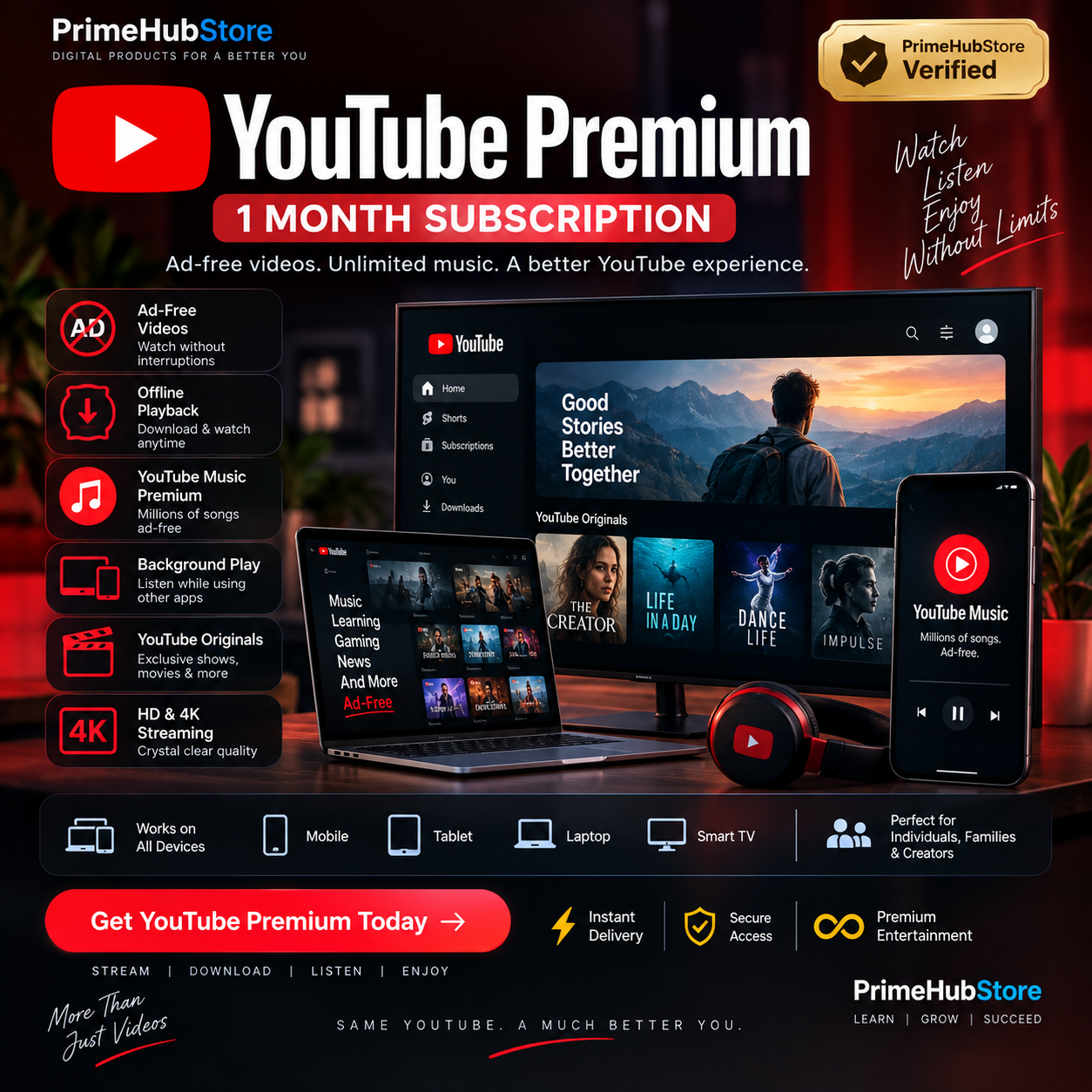 YouTube Premium – 1 Month Subscription